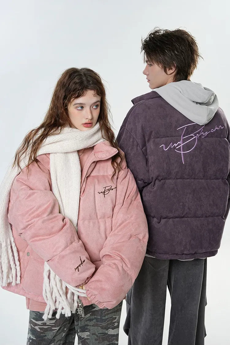Suede Oversized Down Puffer Jacket