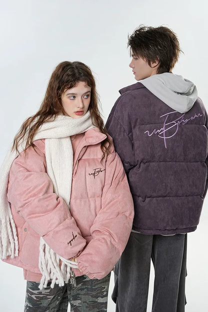 Suede Oversized Down Puffer Jacket