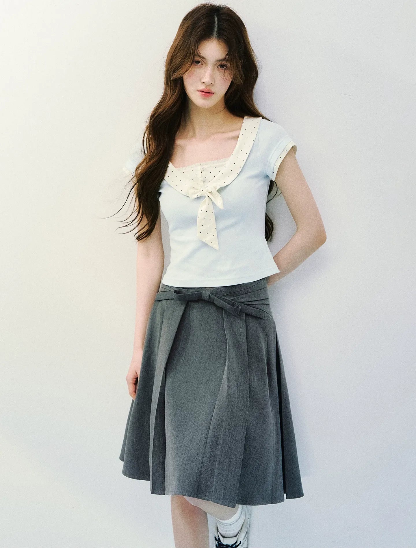 Bow Tie Floral Patchwork Short Sleeve T-Shirt