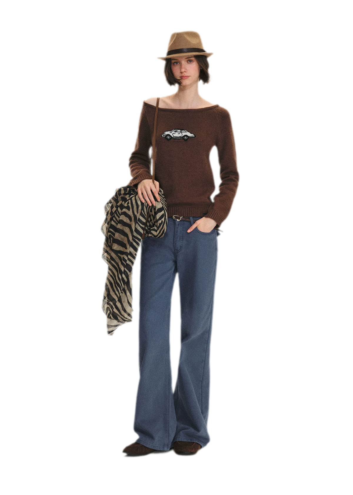 Wool Blend Jacquard Knit Sweater