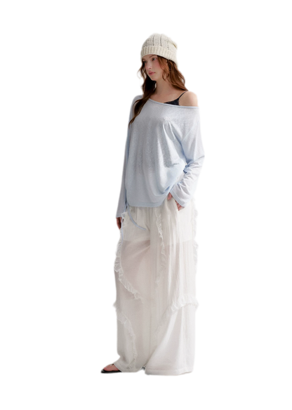 Lace Textured Wide Pants