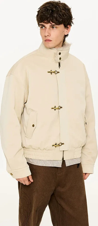 Pearlescent PU Fur-Lined Harrington Jacket