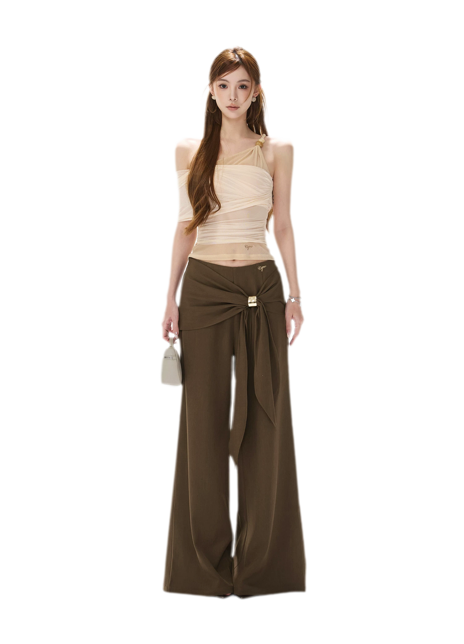 Twist Belt Wide-Leg Pants