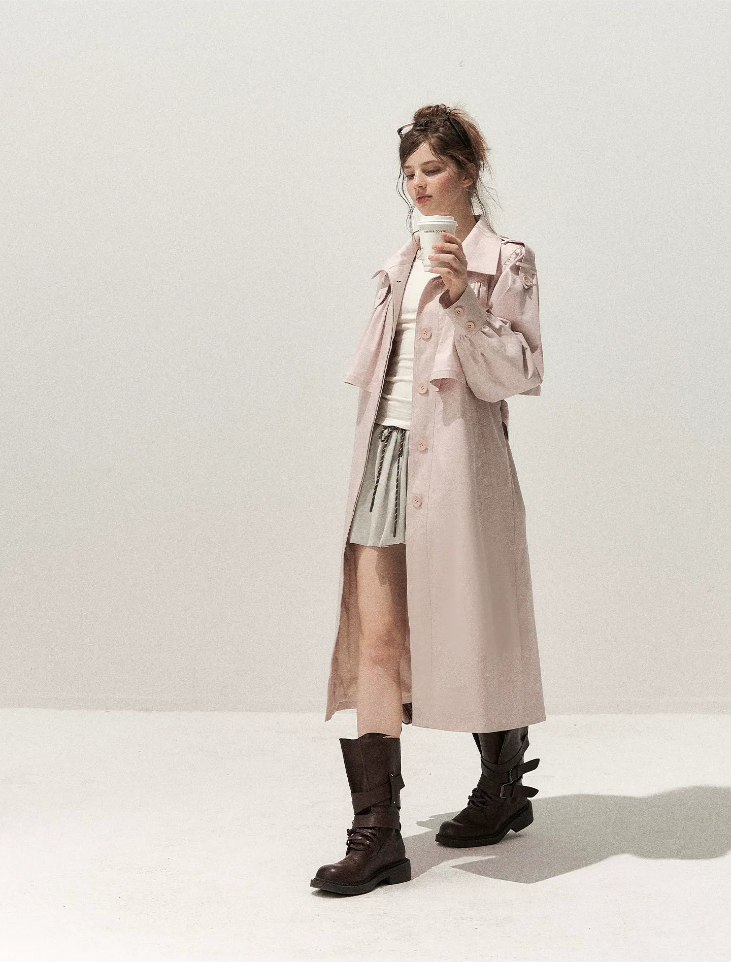 Gathered Cape Trench Coat