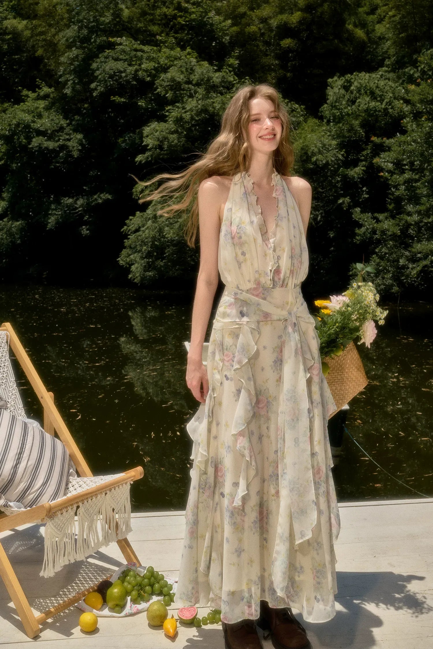 Blossom Ruffle Halter Dress