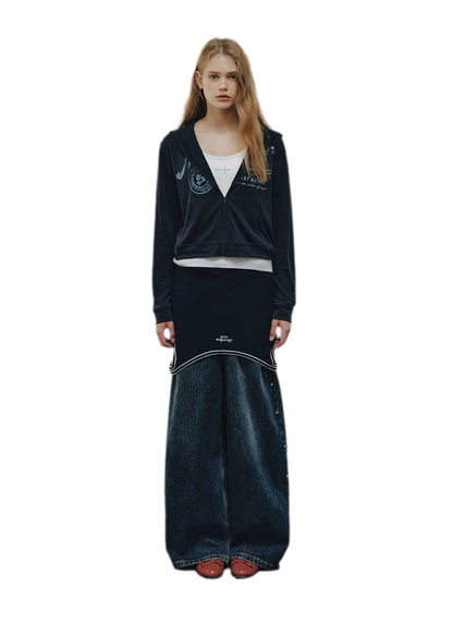 Distressed Cropped Hooded Jacket