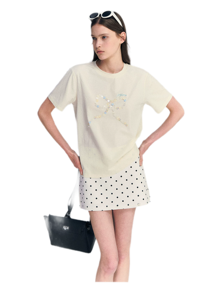 Hand-Sewn Bow T-Shirt