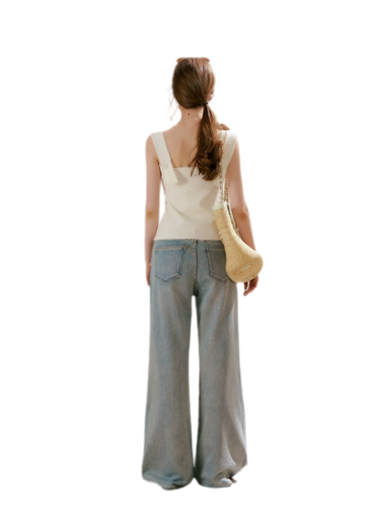 Lace Trim Knit Vest