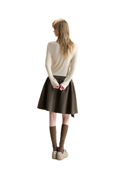 Contrast Cuff Layered Long-Sleeve T-Shirt