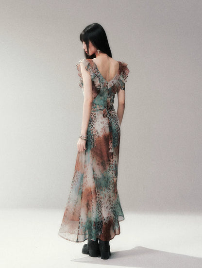 Sea Salt Leopard Chiffon Dress