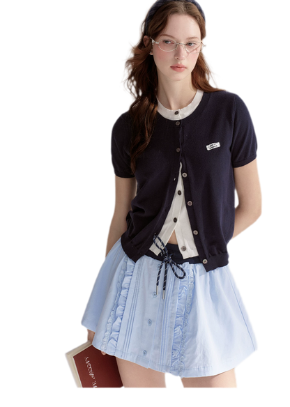 Contrast Faux Layer Knit Tee