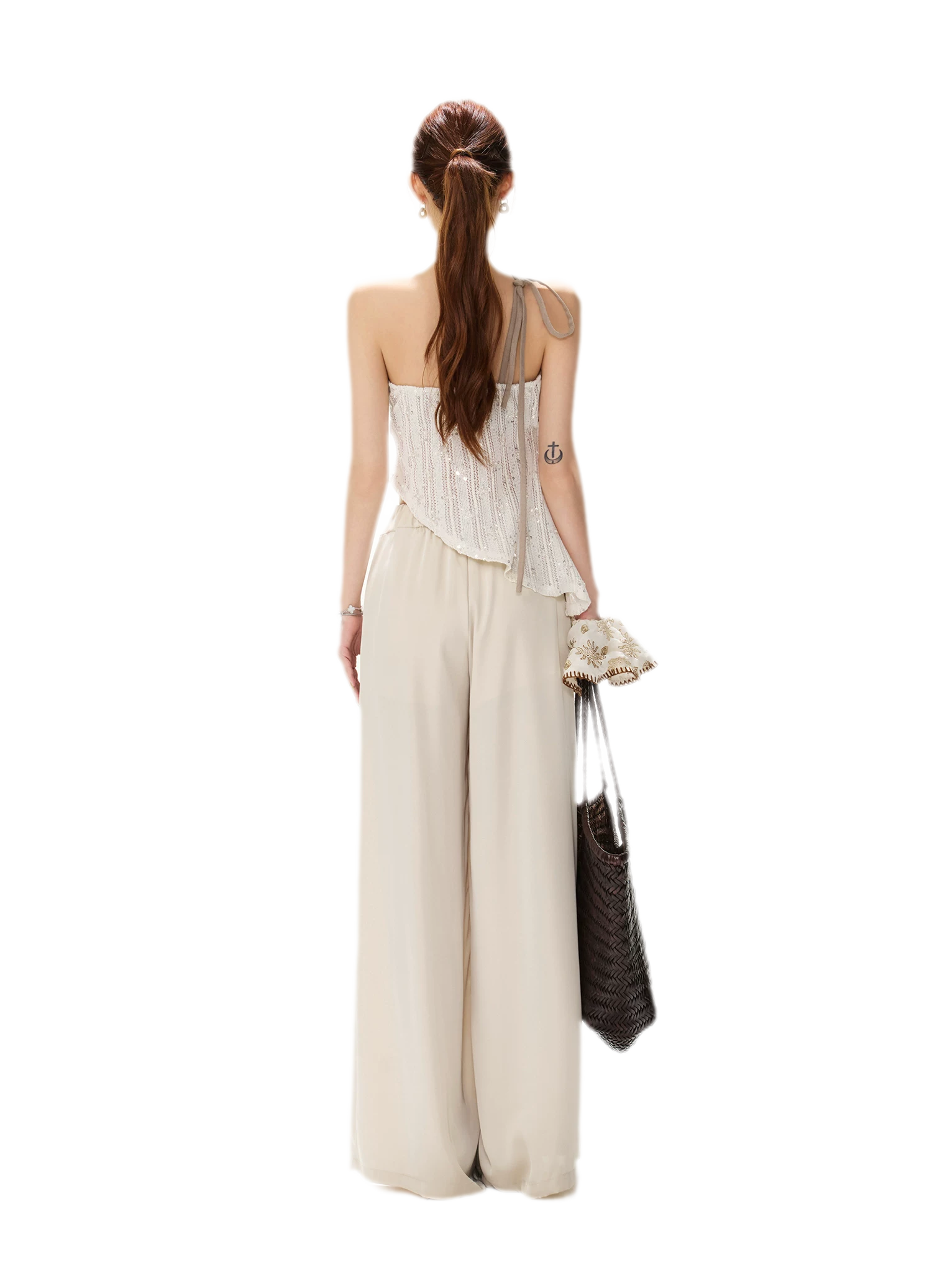 Sequined Asymmetric Knit Top
