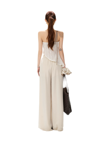 Sequined Asymmetric Knit Top