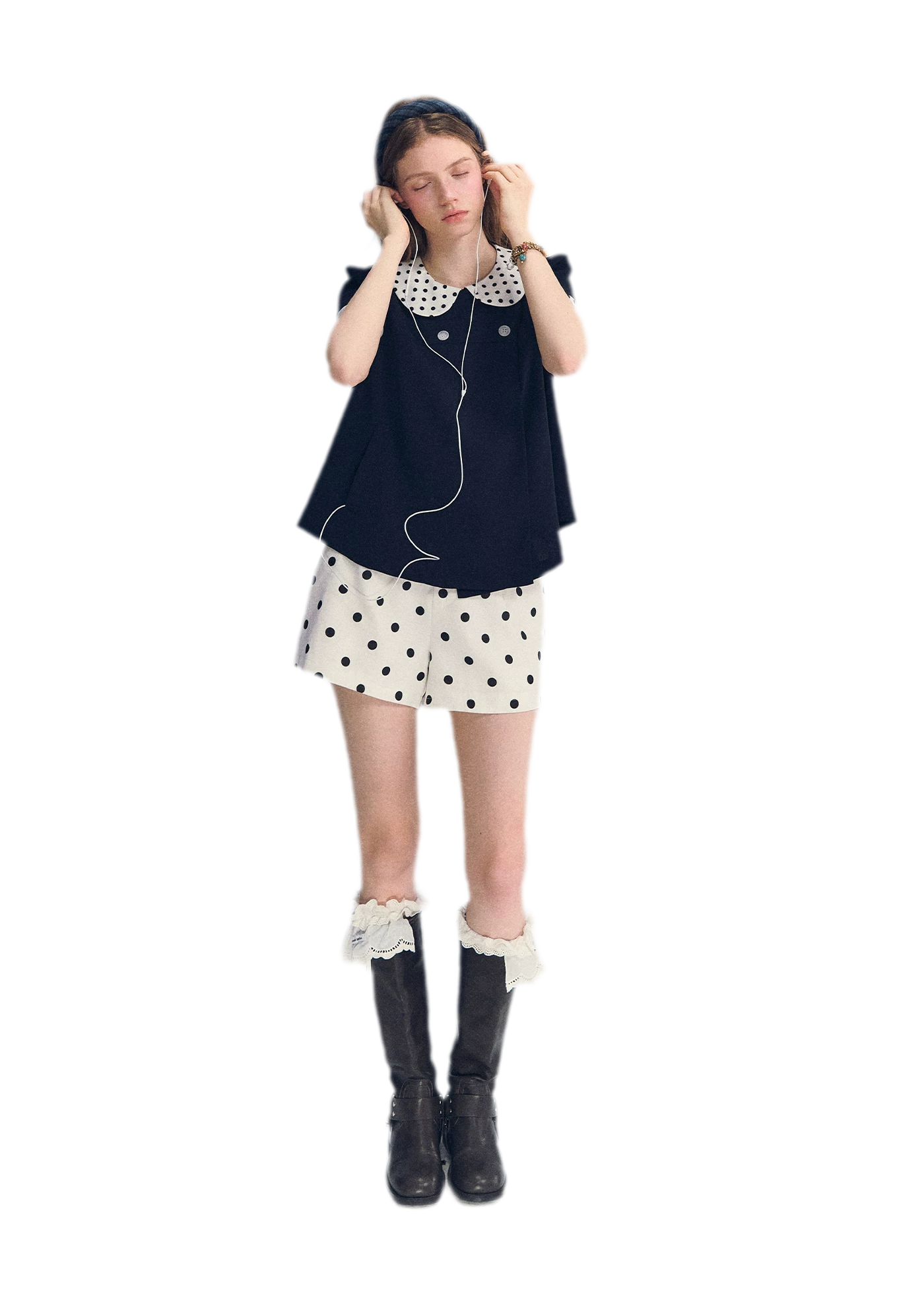 Polka Dot Doll Collar Top