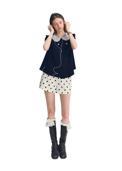Polka Dot Doll Collar Top