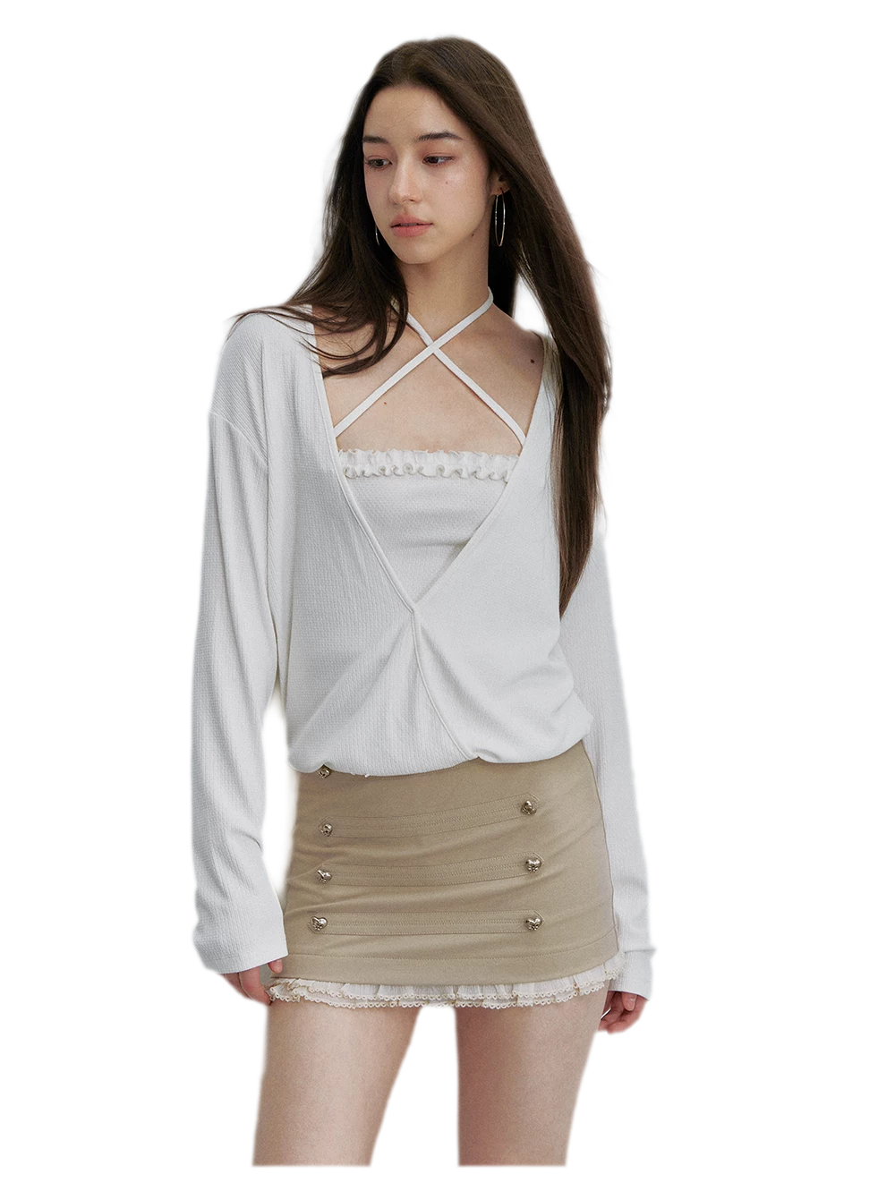 Lace Trim Mini Skirt