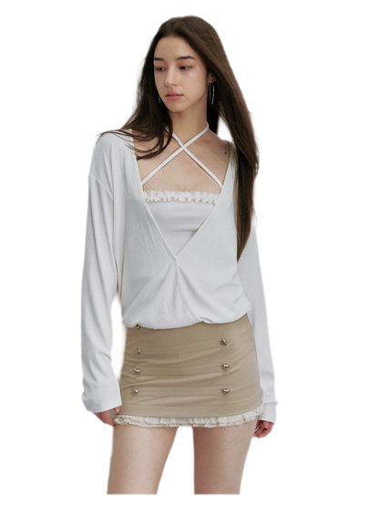Lace Trim Mini Skirt