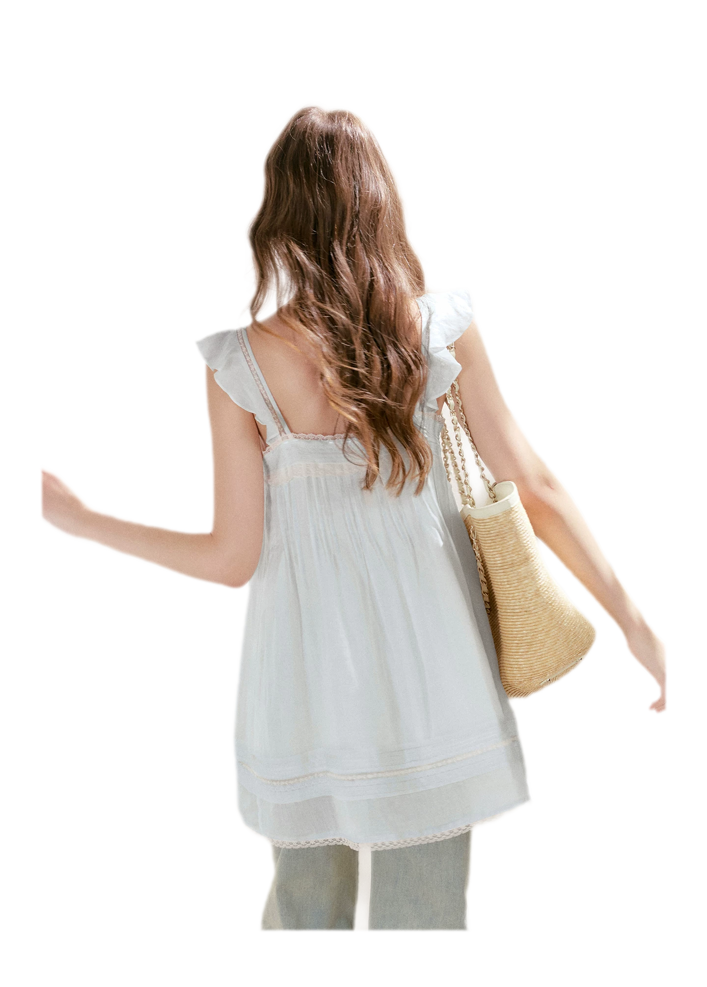 Pleated Lace A-Line Dress