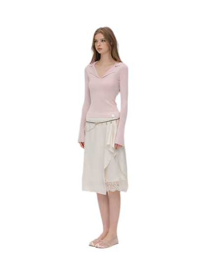 Wool Ribbed Polo Top