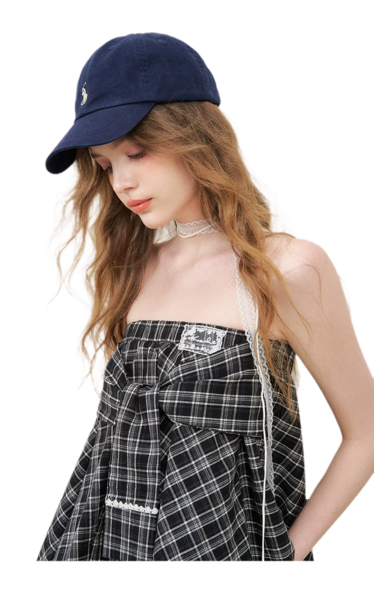 Asymmetric Lace Patchwork Plaid Skirt/Top