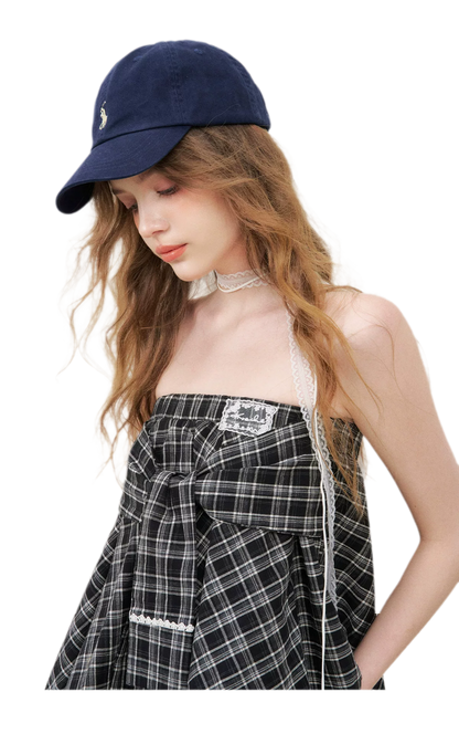 Asymmetric Lace Patchwork Plaid Skirt/Top