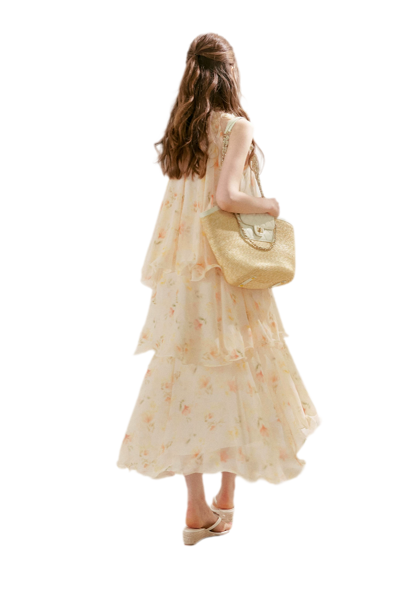 Chiffon Floral Halter Long Dress