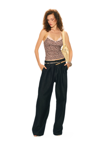 Retro Leopard Print Lace Camisole