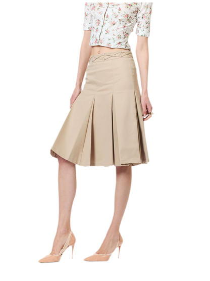 Low Waist Pleated A-Line Skirt