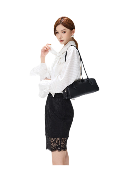 Striped Bow Tie Skirt Set