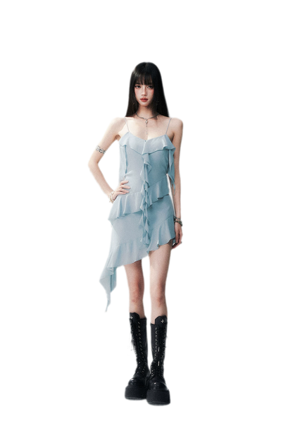 Ruffled Asymmetric Cami Dress
