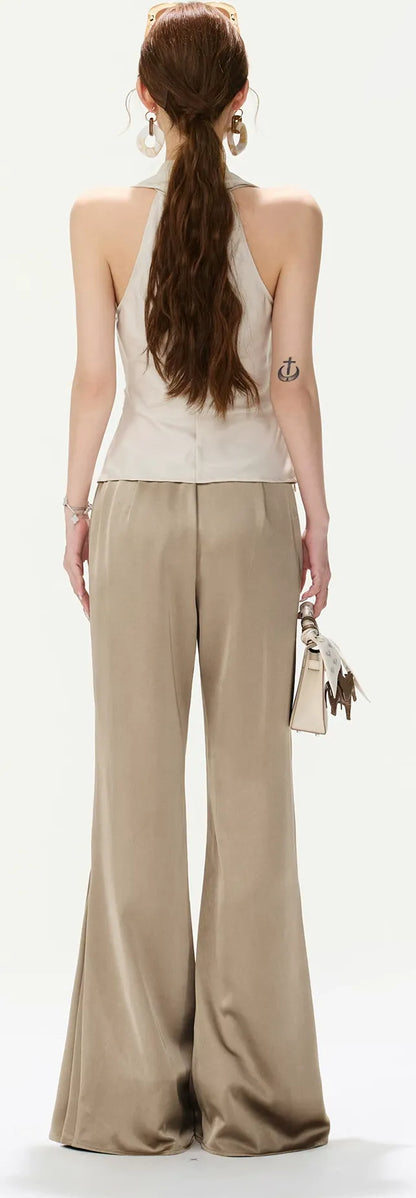 Satin Halter Ruched Top