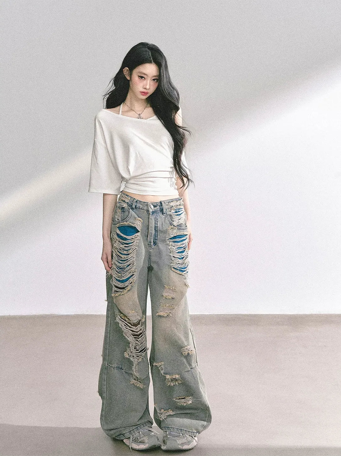 Asymmetric Beaded Off-Shoulder Top