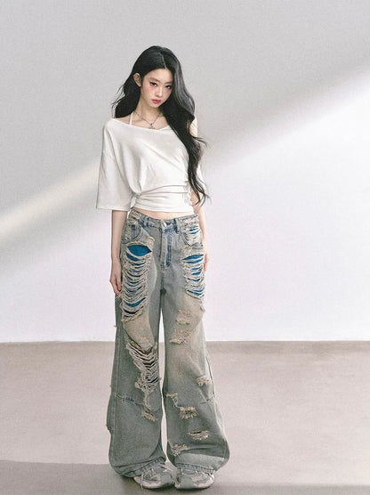 Asymmetric Beaded Off-Shoulder Top