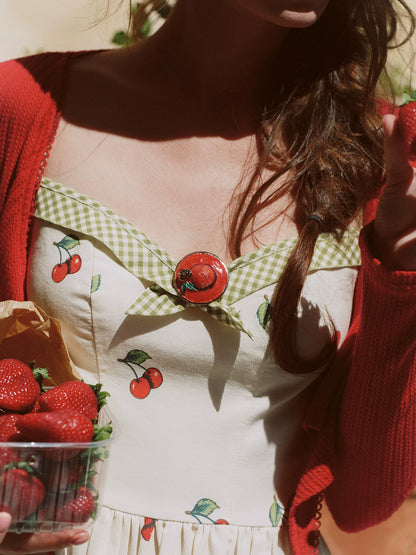 Cherry Print Fitted Dress