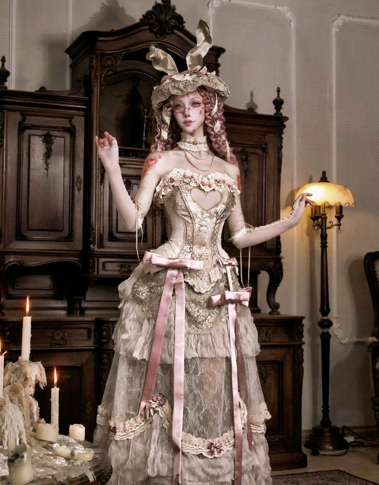 Embroidered Bustle Train Skirt