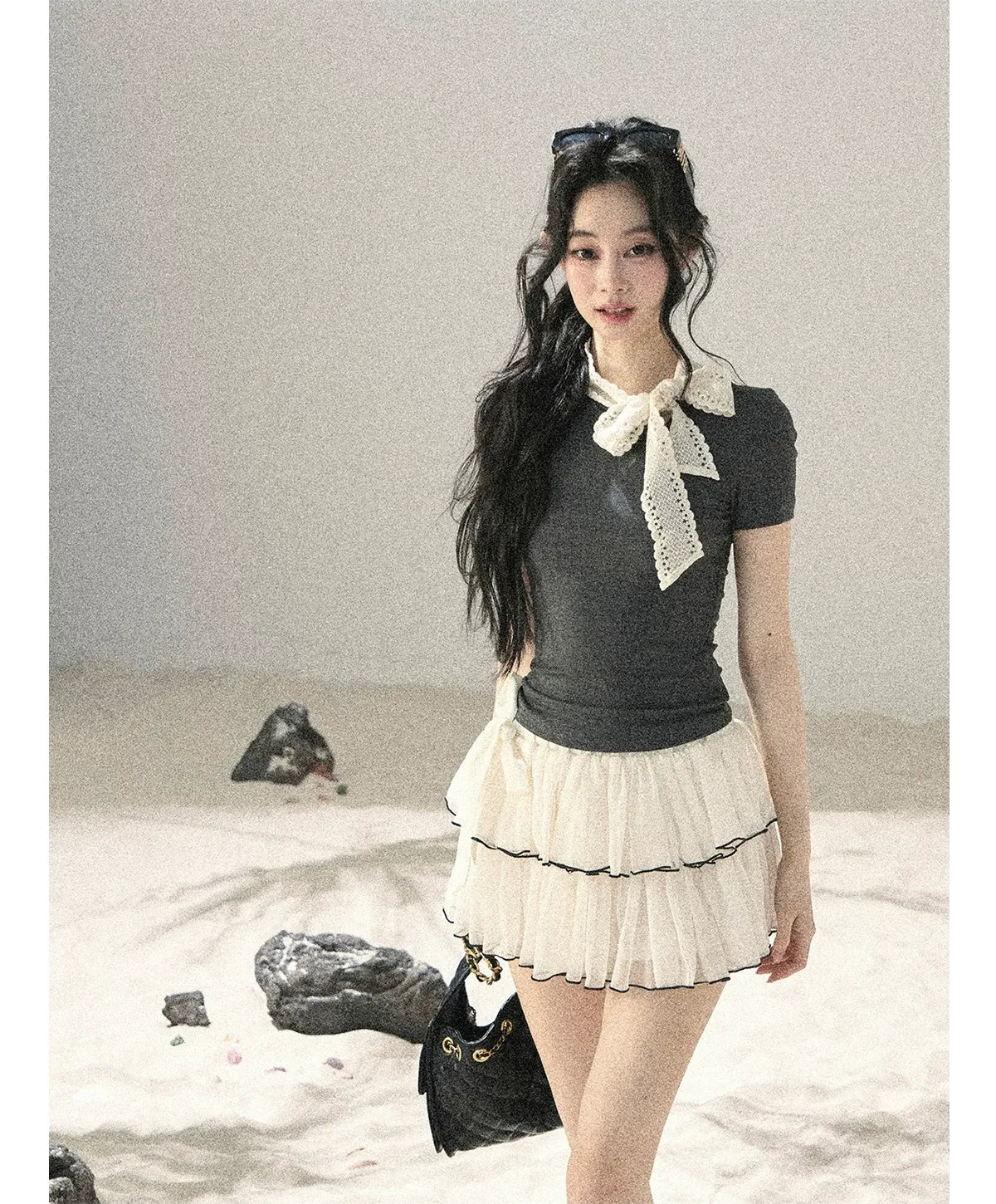 Grey Bow Short T-Shirt