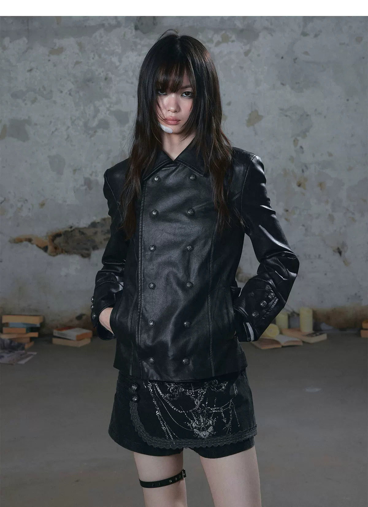 Distressed Cape Buckle Jacket