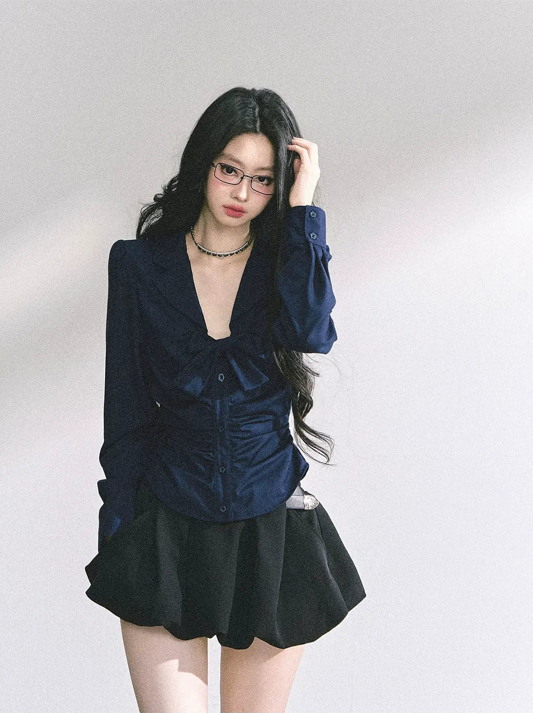 Camisa corta con pajarita