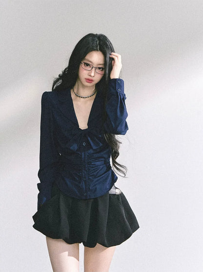 Camisa corta con pajarita