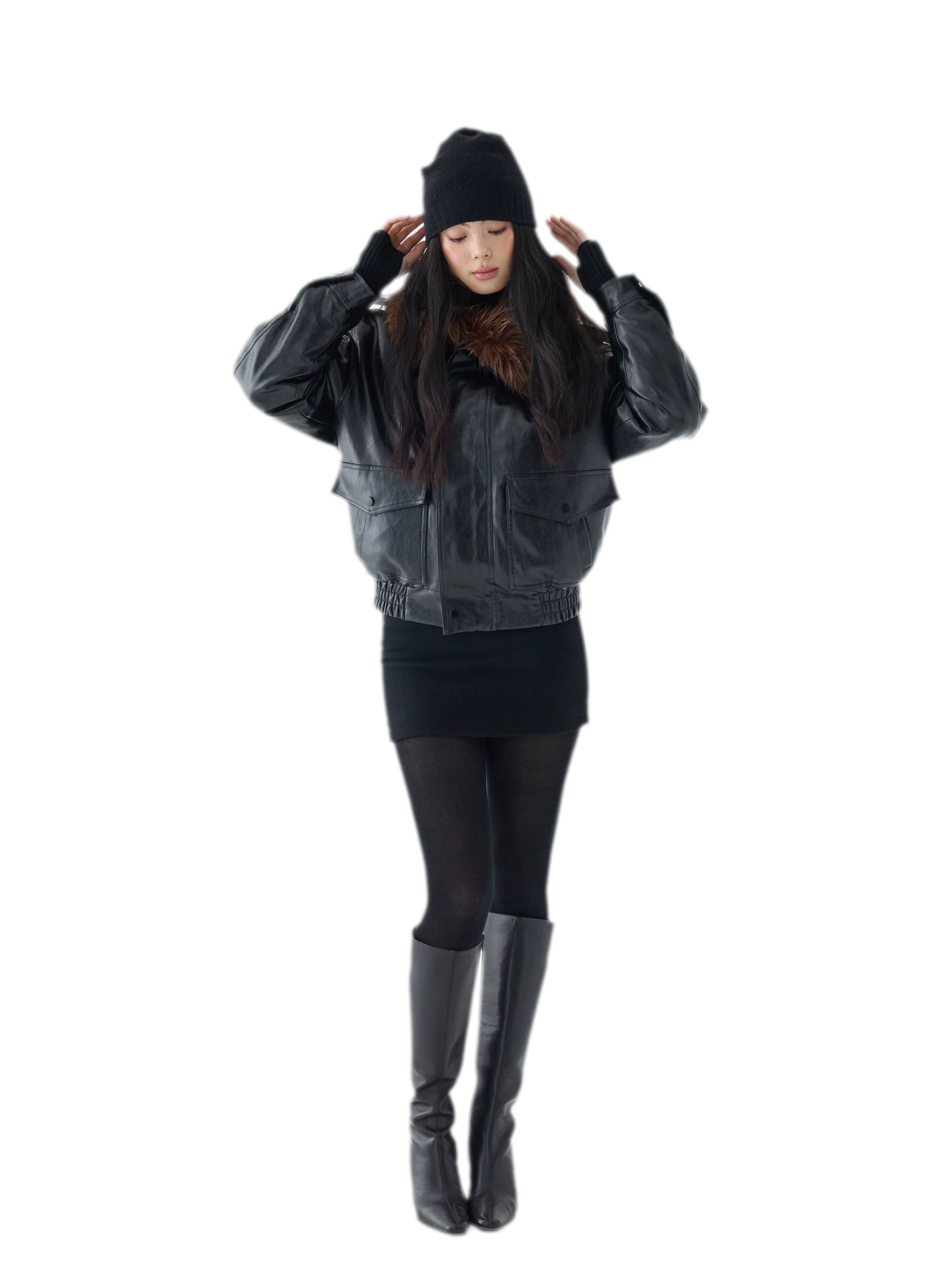 Oil-Wax Cropped PU Jacket