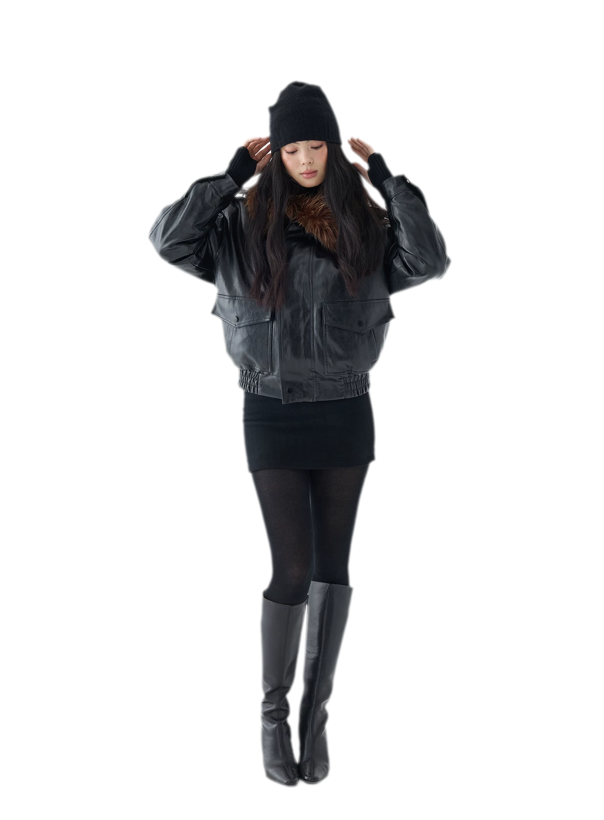 Oil-Wax Cropped PU Jacket