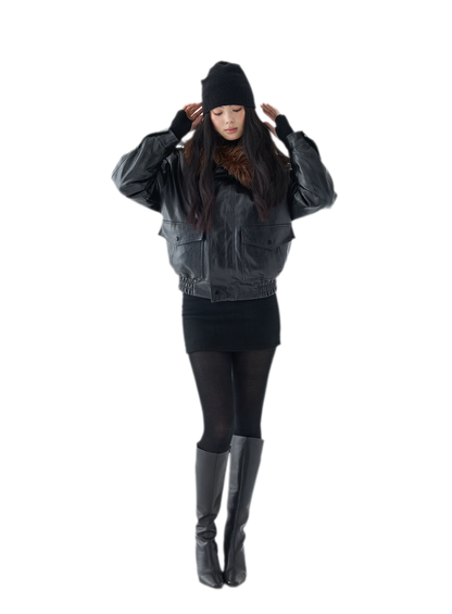 Oil-Wax Cropped PU Jacket