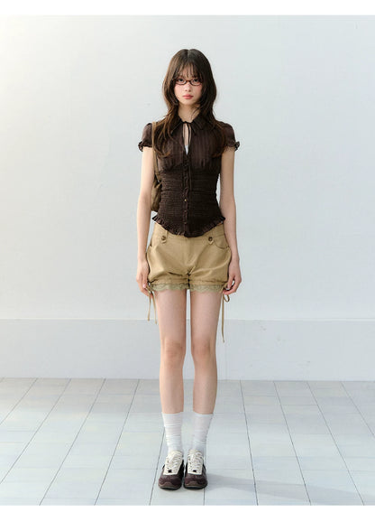 Original Mulberry Silk Lyocell Shirred Waist Blouse