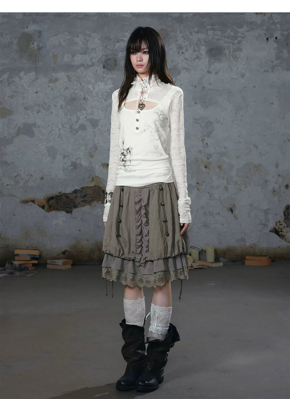 Lace Patchwork Bubble Skirt