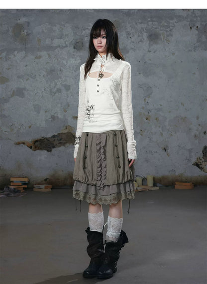 Lace Patchwork Bubble Skirt