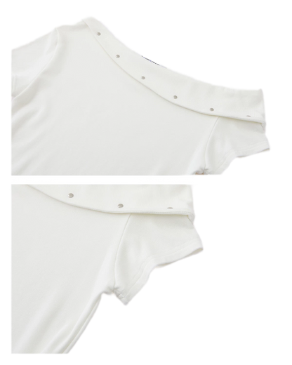 Asymmetric Off-Shoulder Tee Pants Set
