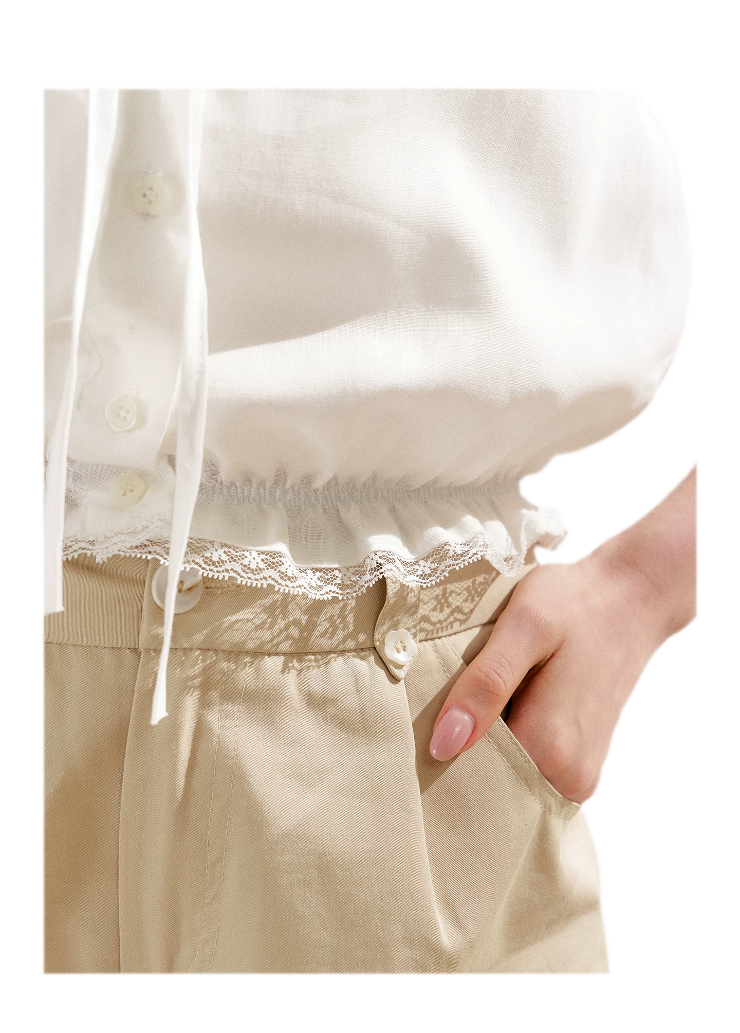 Lace Trim Puff Sleeve T-Shirt