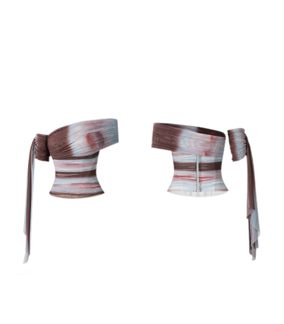 Hand Pleated Mesh Bustier Top