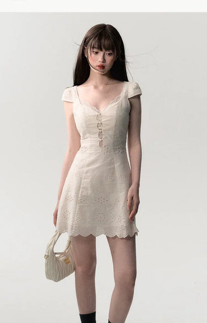 Broderie Lace Midi Dress