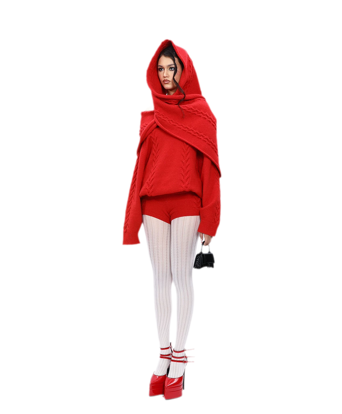 Conjunto de punto trenzado afelpado